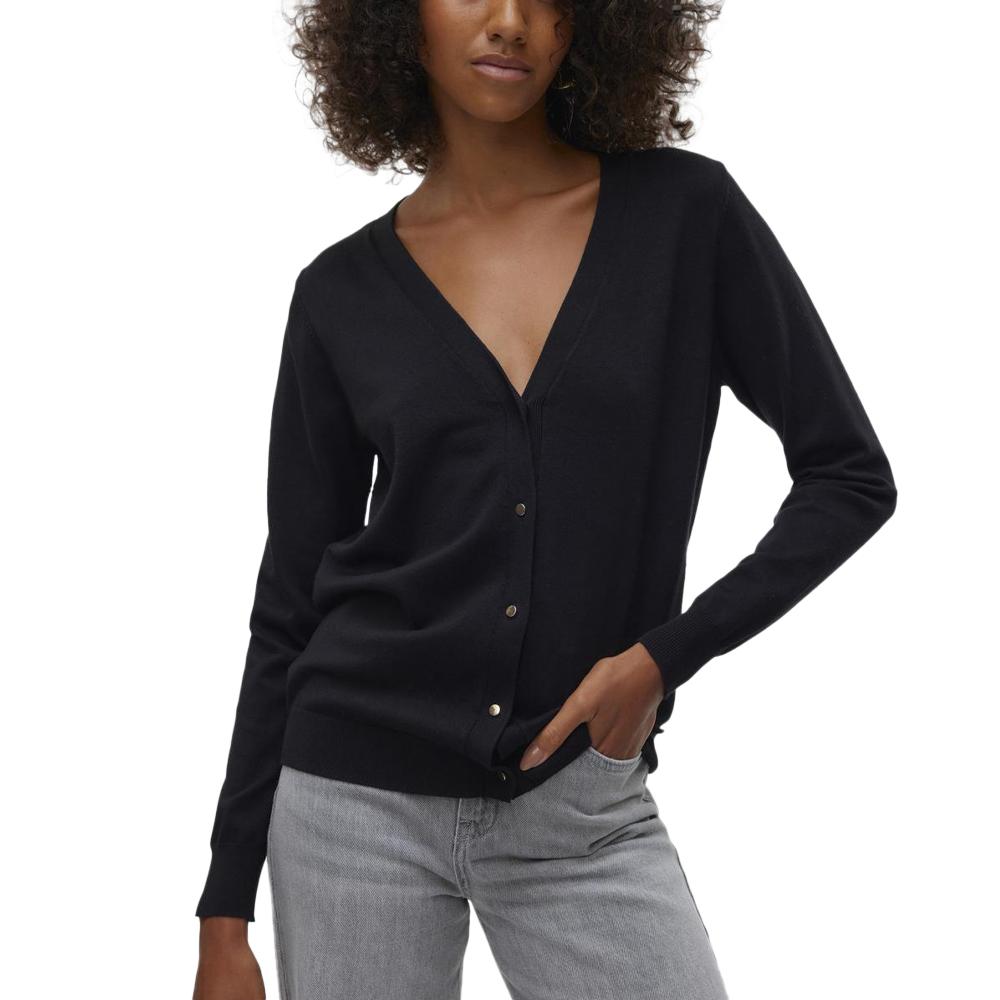 Vero Moda Gilet Noir Femme Vero Moda Silje V-neck Cardigan Moonbeam