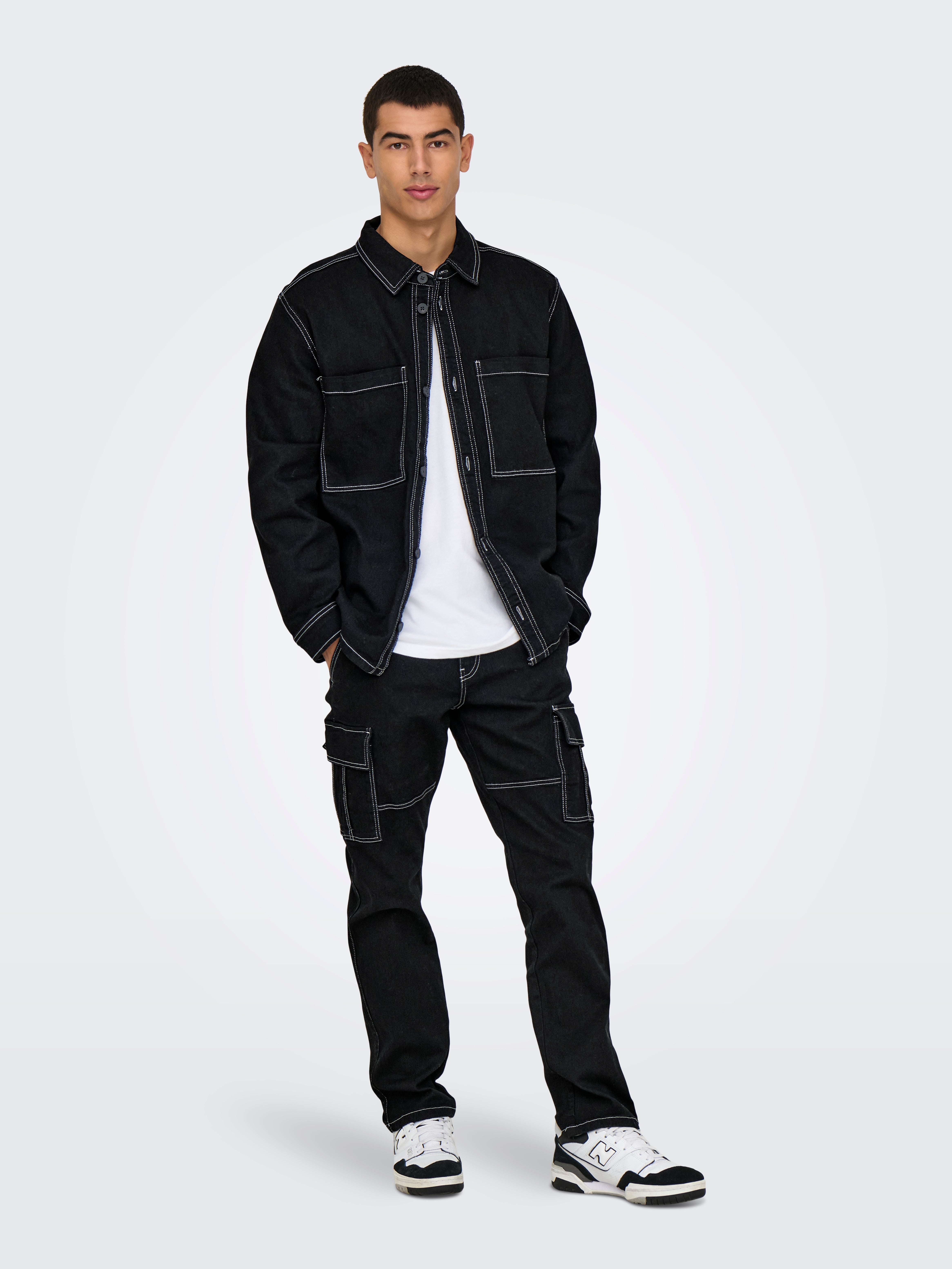 ONSEDGE Mittlere Taille Gerade geschnitten Jeans Black Denim