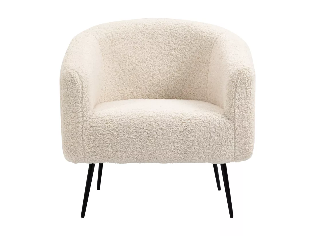 Fauteuil de salon en métal et bouclettes blanches