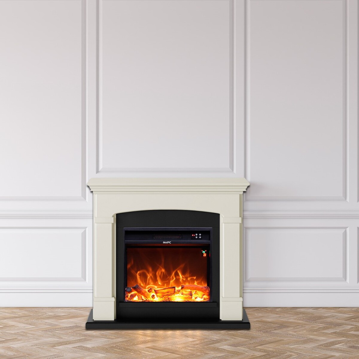 Cheminee murale 1500w caminetto fuego blanco crema
