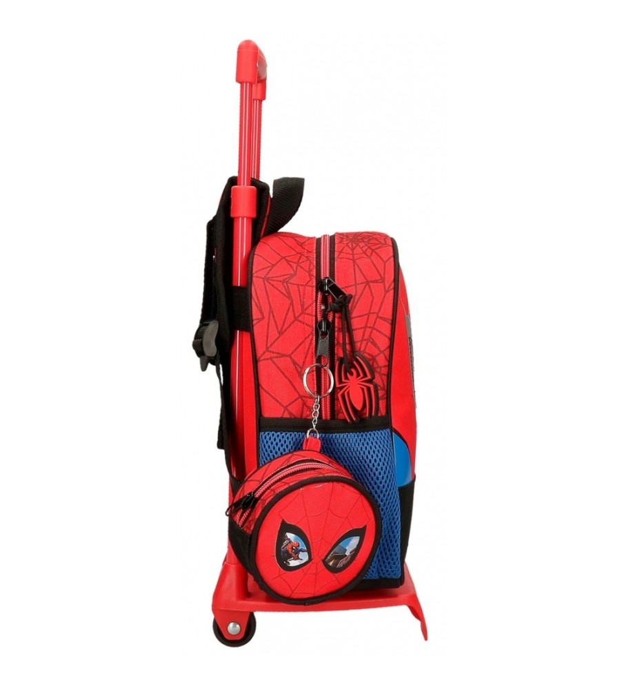 Mochila pré-escolar protetora Joumma Bags do Homem-Aranha com rodas vermelhas.