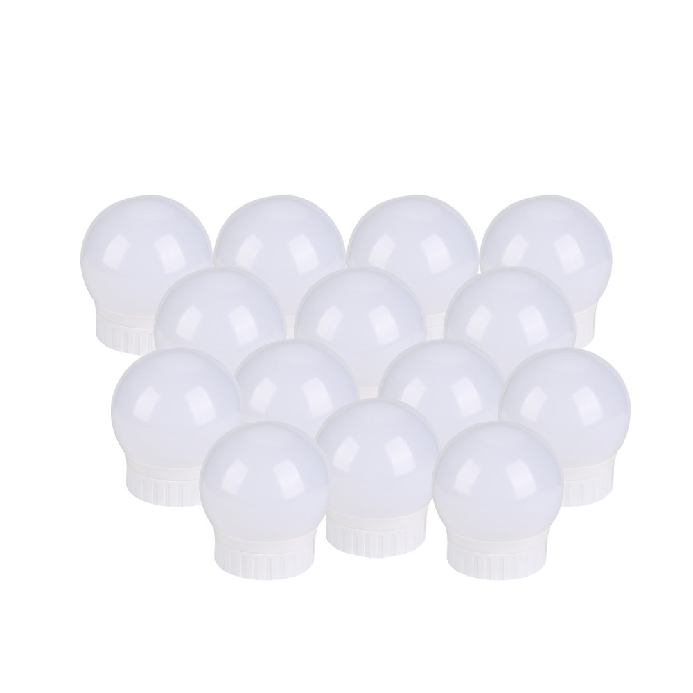 (14er Set) Hollywood Schminkleuchten LED Lichter Nachrüst Kit für Make Up Spiegel - Weiss