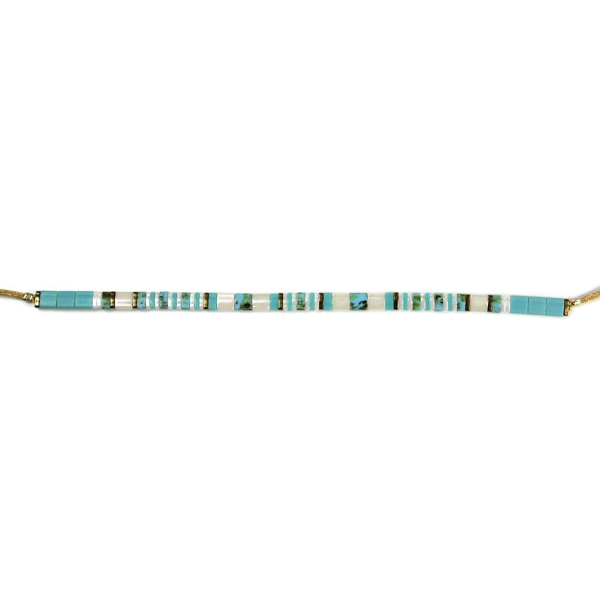 Bracelet Claire BERTEAU Aqua Perles plates en verre 3