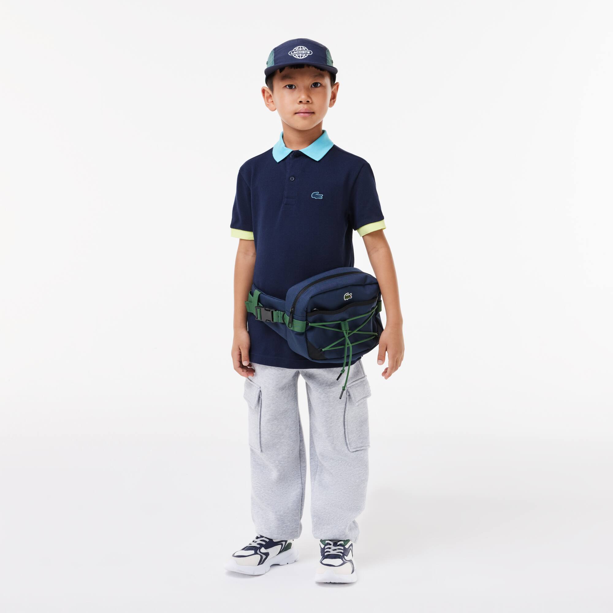 Poloshirt aus Baumwollpiqué mit Colourblock Poloshirts - Blau - Lacoste - Jungen