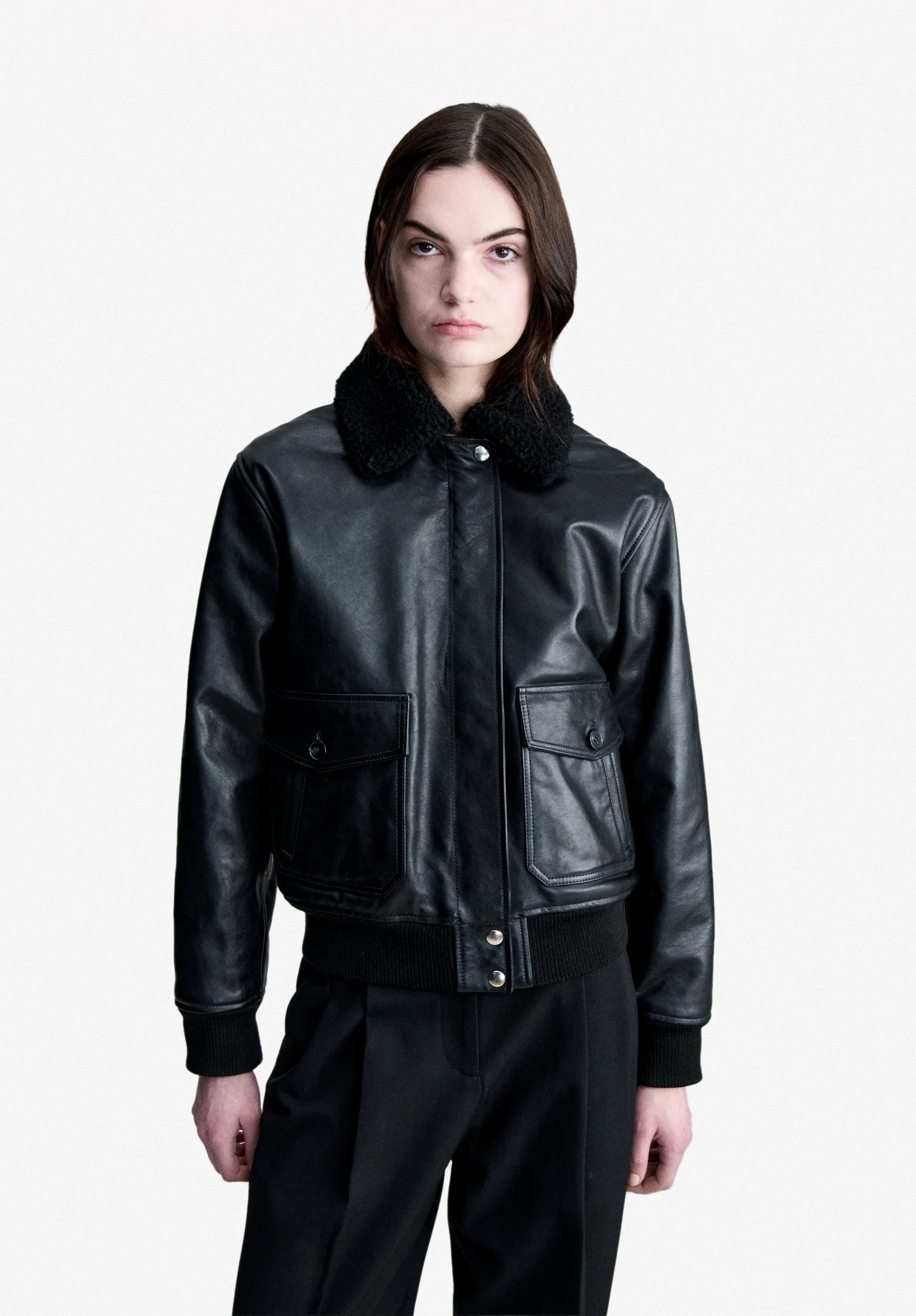 Bombardier noir en cuir - Noir
