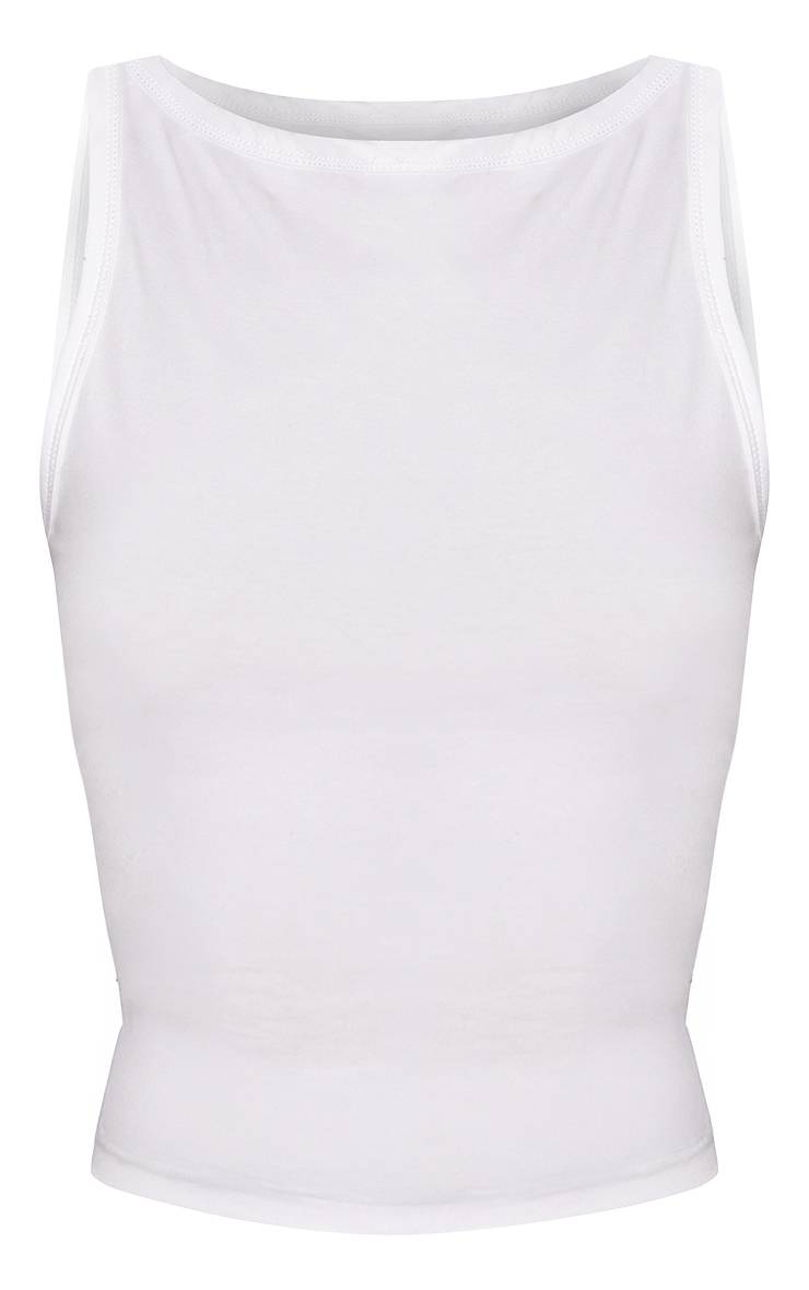 Blanc Débardeur Tall En Coton Doux À Encolure Bateau