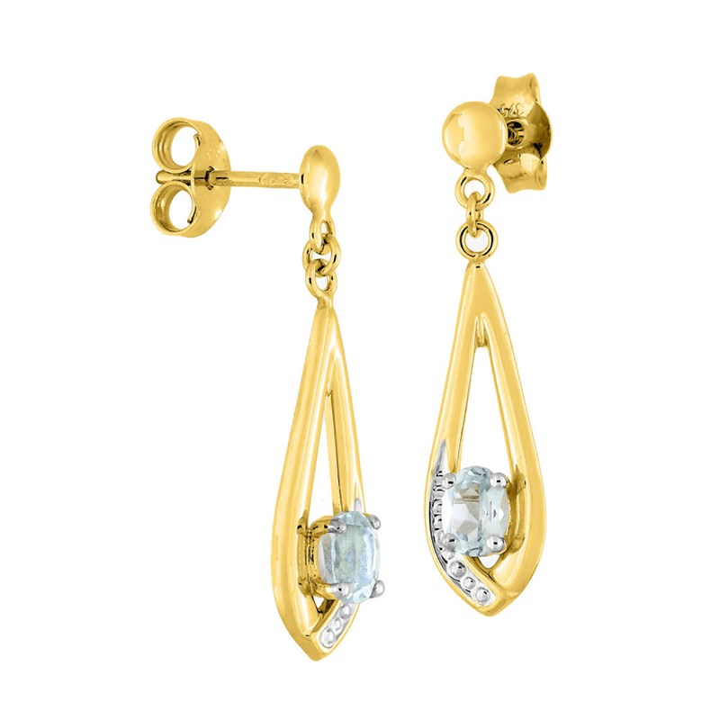 Boucles d'oreilles pendantes femme - topaze - Or 9 Carats