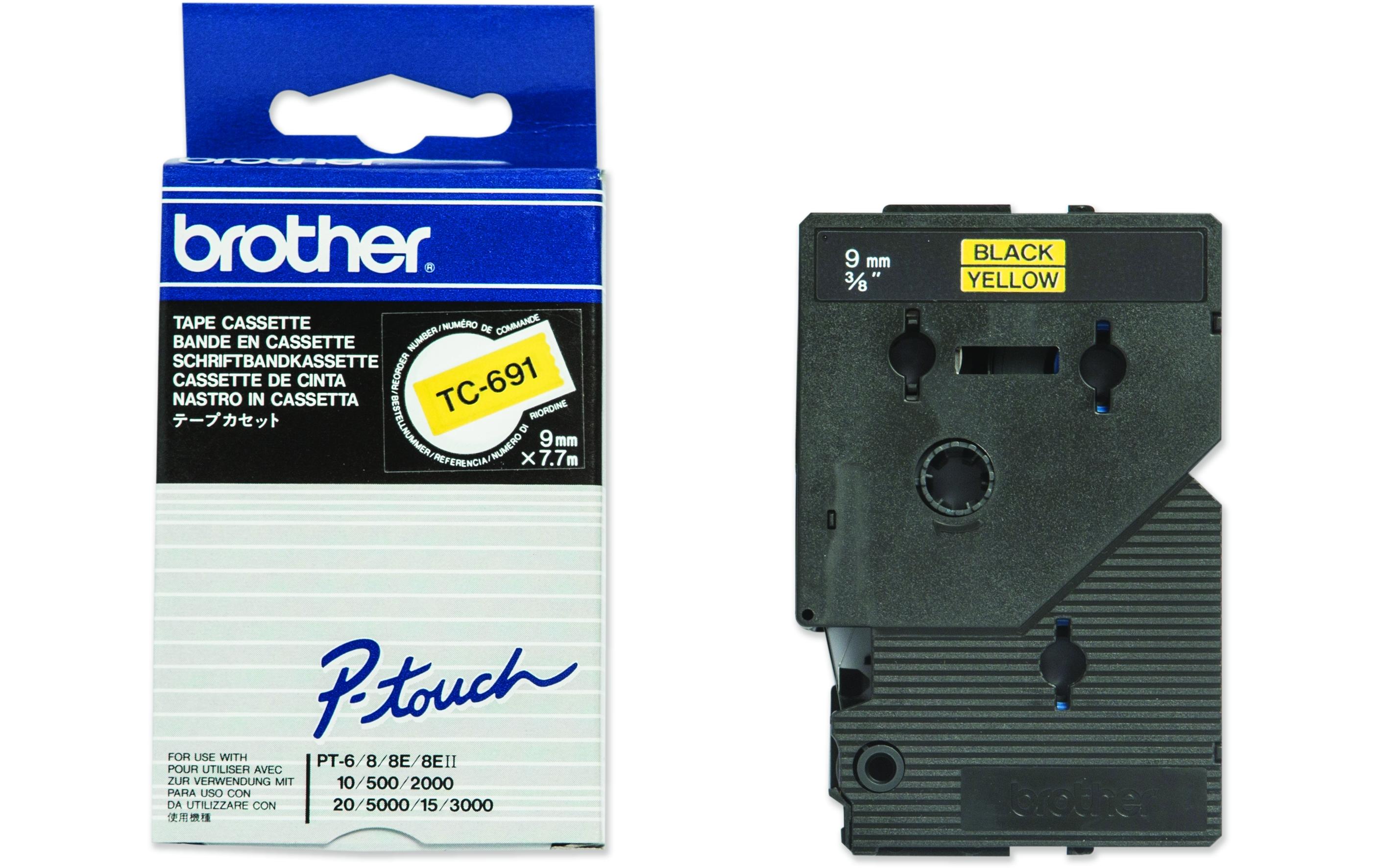 Beschriftungsband TC-691 Schwarz auf GelbFarbband für Brother P-Touch-Geräte