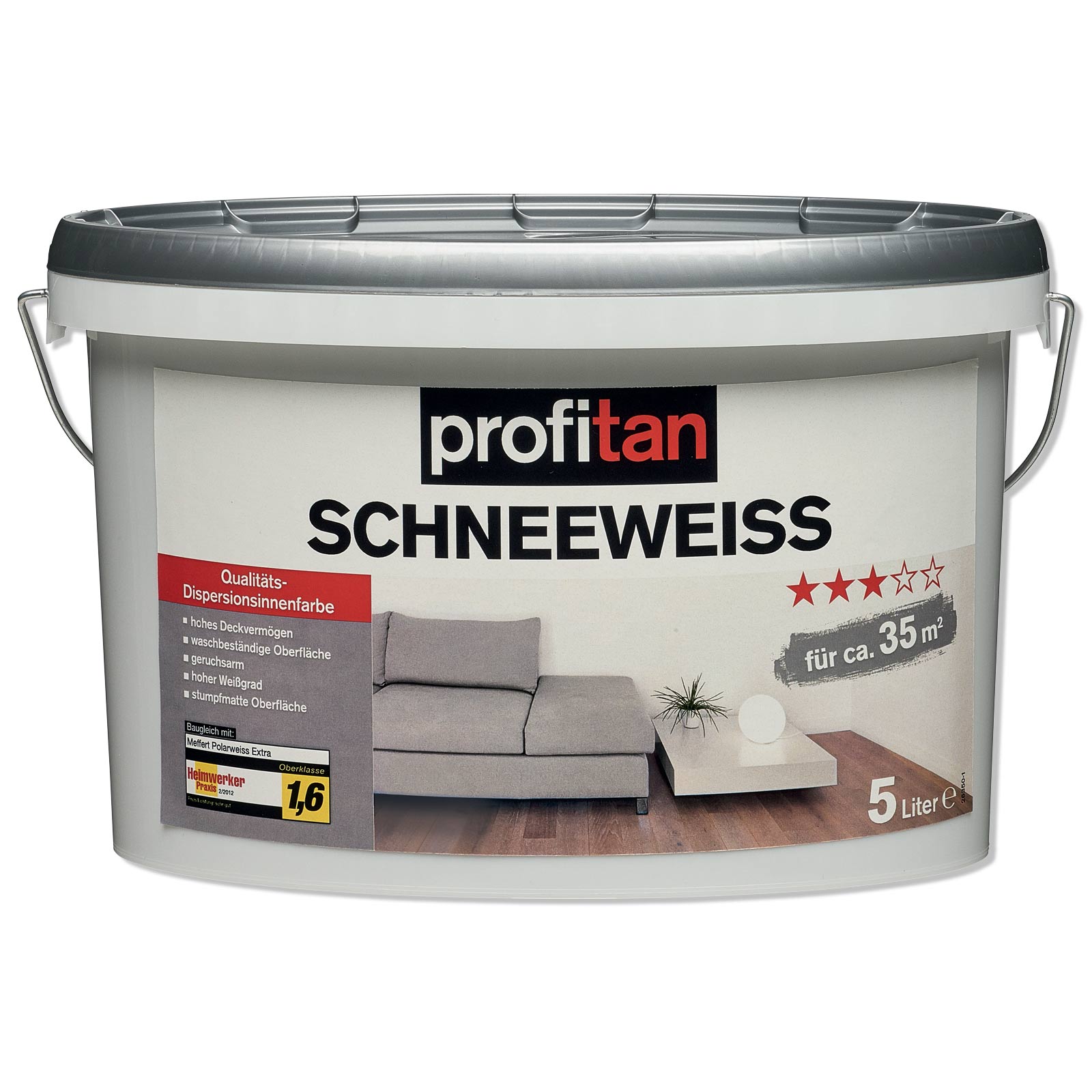 profitan Schneeweiß Wand- und Deckenfarbe - 5 Liter