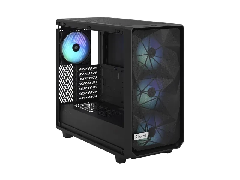 Fractal Design Meshify 2 Lite - Tower - udvidet ATX - sidepanel med vindue (hærdet glas) - ingen strømforsyning (ATX) - RGB-sort TG-lystone - USB/Lyd