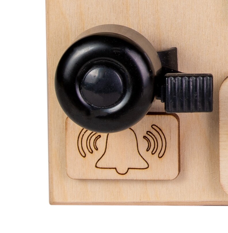 Moni Lernboard, Lerntafel klein aus Holz, Zahnräder, Klettverschluss, Drehrollen rosa
