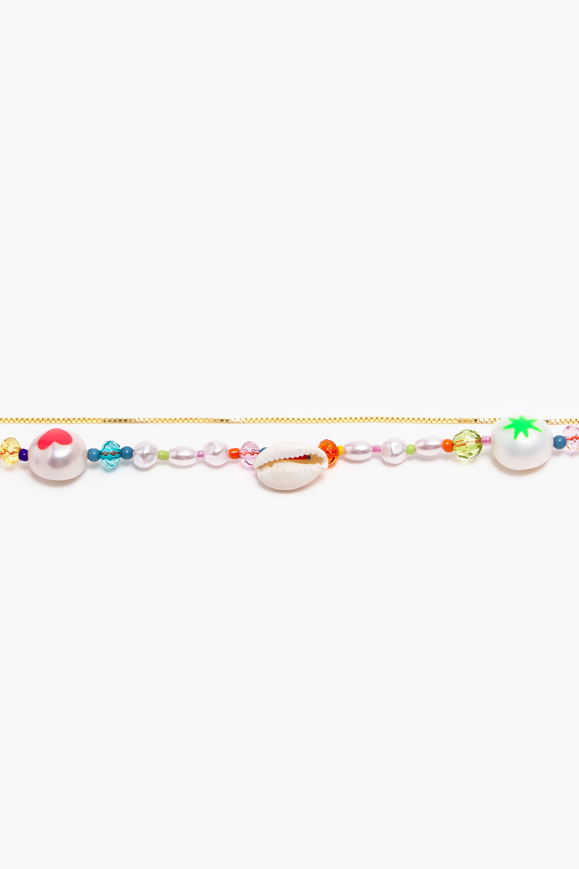 Pulseira de corrente de pérolas multicoloridas