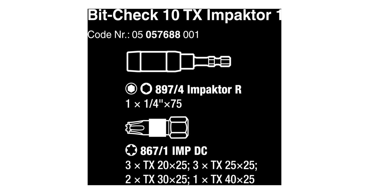 WeraBit-Check 10 TX Impaktor 1 bitset  (10-delig, Diamantcoating)