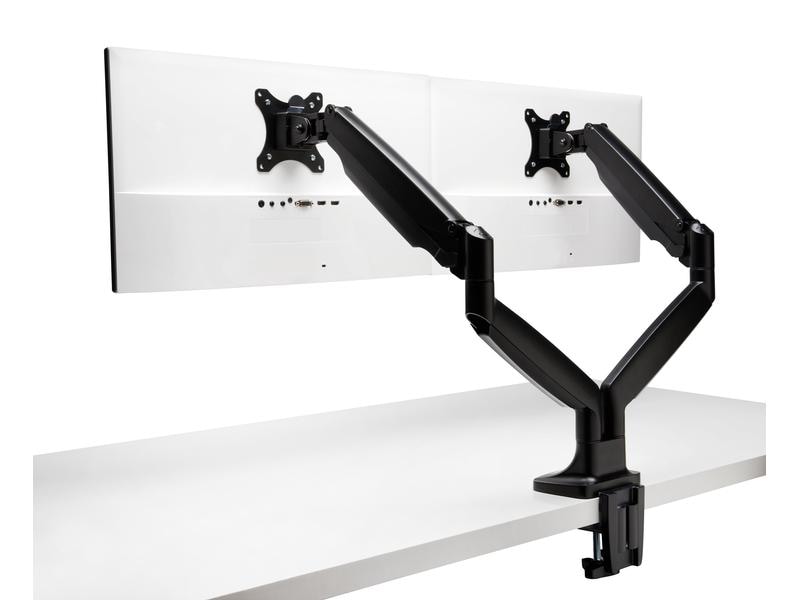 Kensington Tischhalterung SmartFit OneTouch Dual Schwarz Stabiler Dual-Monitorarm mit integrierter Gasdruckfeder und verstellbarer Spannung