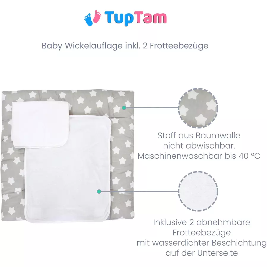 TupTam Wickelauflage inkl. 2 Frotteebezüge rosagrau
