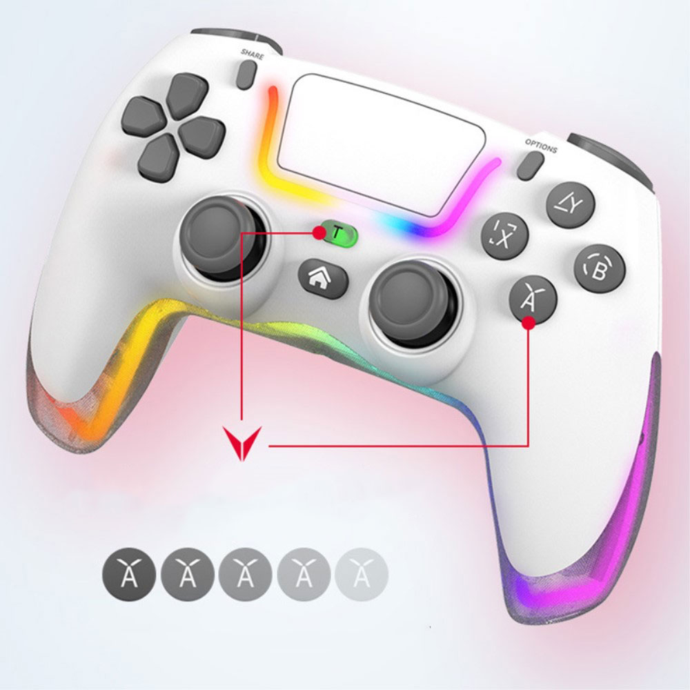 Wireless Bluetooth Game Controller mit Back Paddles   RGB Beleuchtung für PS4 / Nintendo Switch / PC / iOS / Android - Schwarz