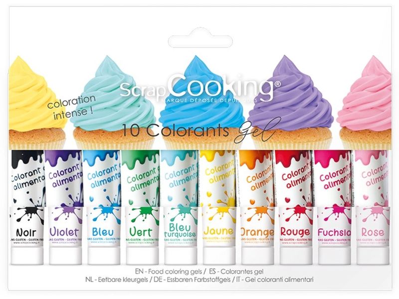 ScrapCooking Lebensmittelfarben-Set Mehrfarbig, 10x 20 g Set mit 10 Gel-Lebensmittelfarben