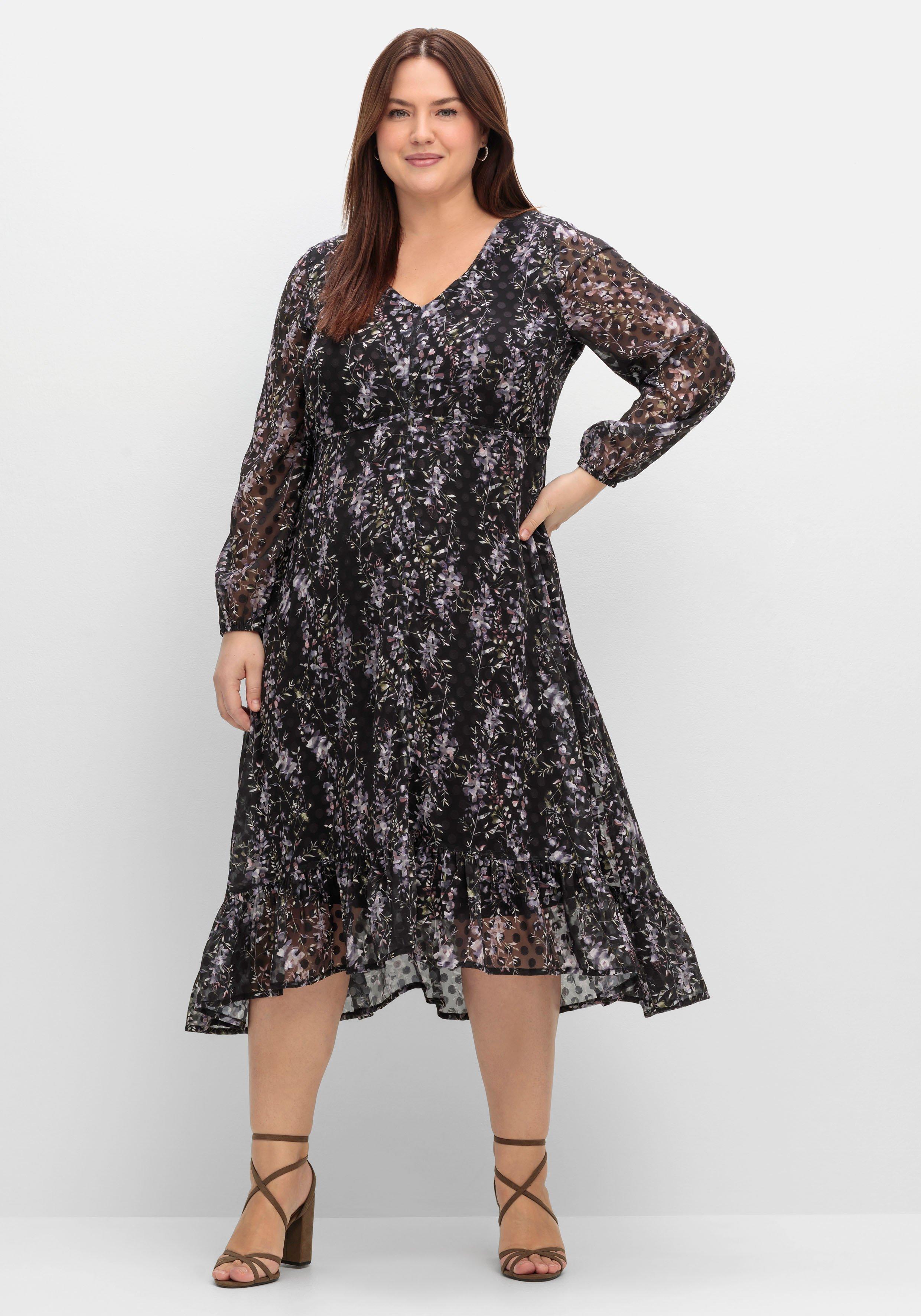Gefüttertes Chiffonkleid im Mustermix