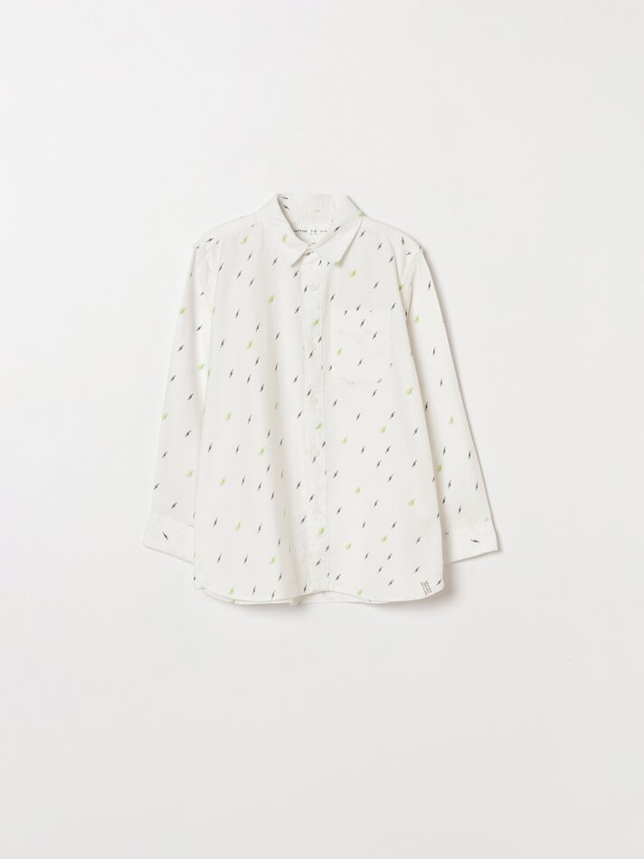 Camisa Oxford estampada - Branca