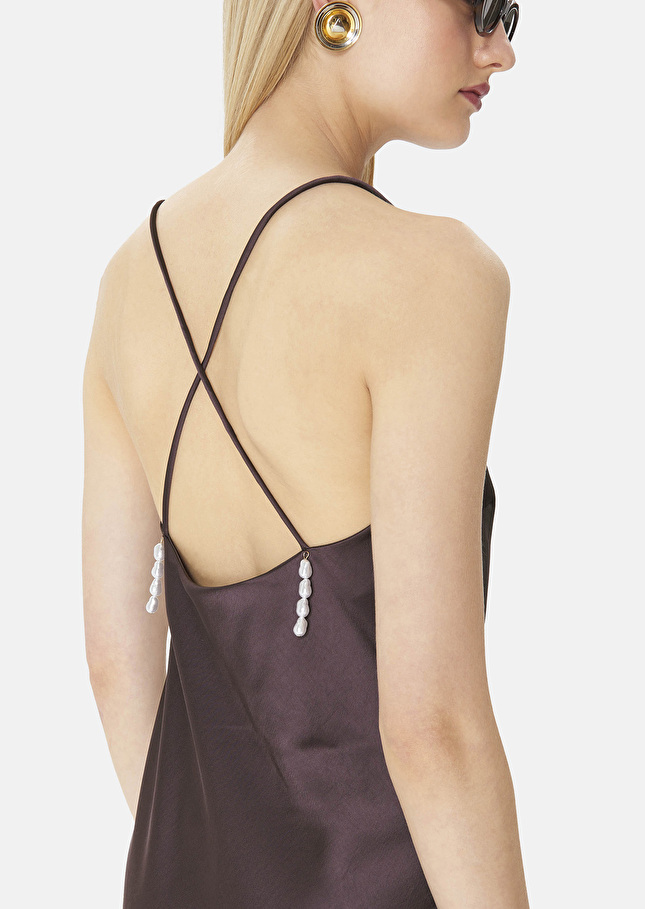 Robe Reanemarron en satin fluide