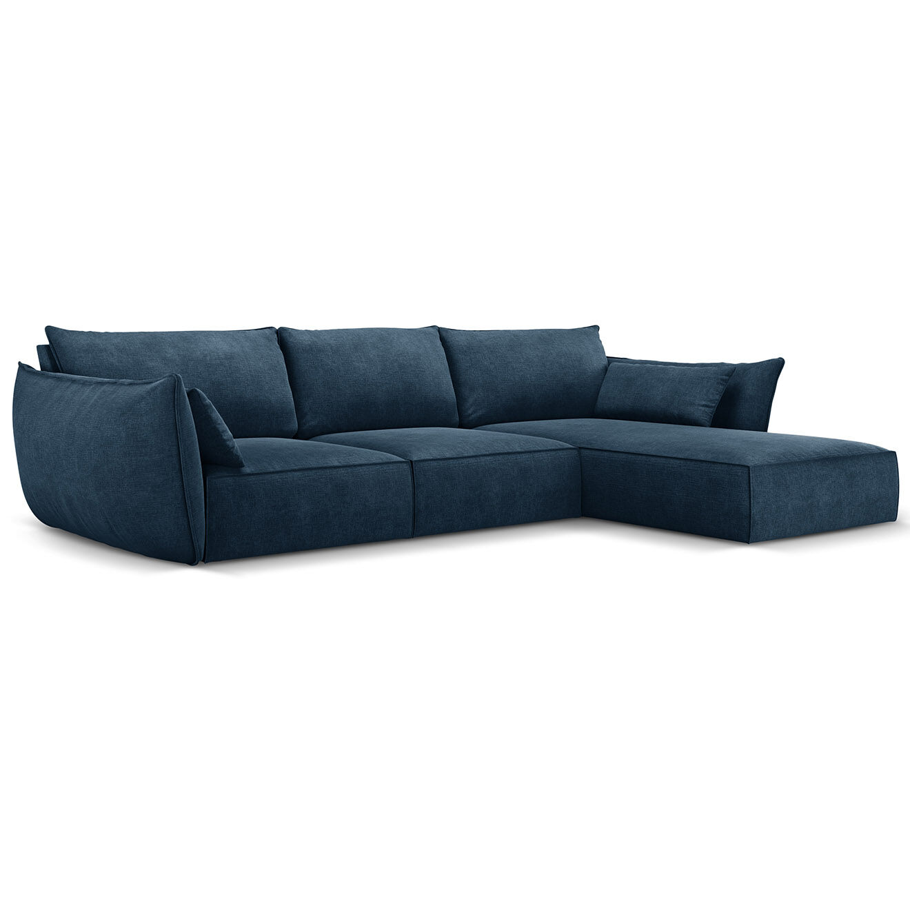 Mazzini Sofas Canapé D'Angle Droit Vanda 5 Places 2 bleu roi - 208x166x85 cm