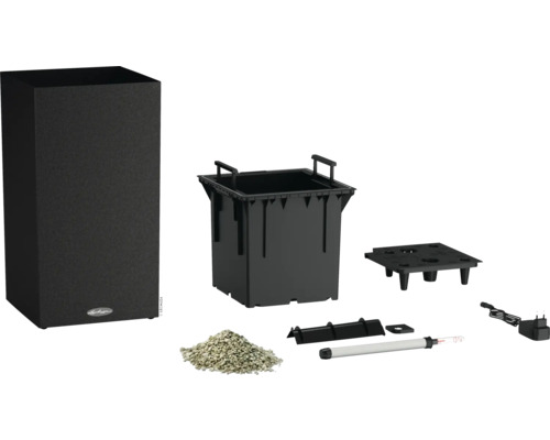 Lechuza Canto Stone 30 LED hoge plantenstandaard, kunststof, 30 x 30 x 56 cm, grafietzwart