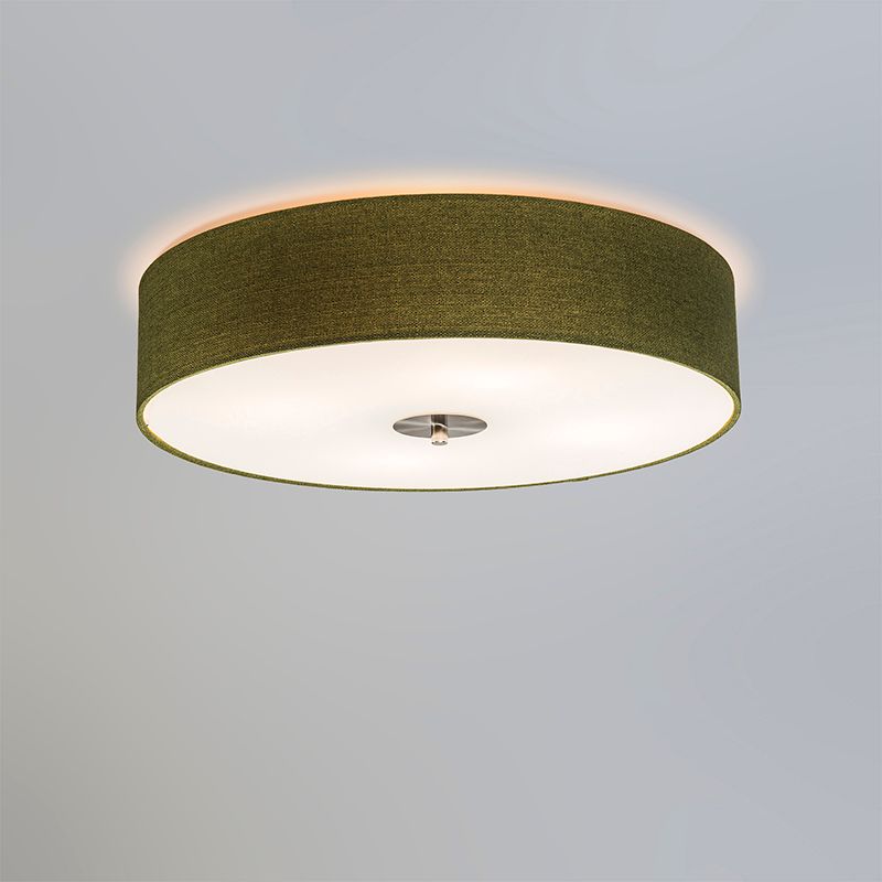 Landelijke plafondlamp groen 50 cm - Drum Jute
