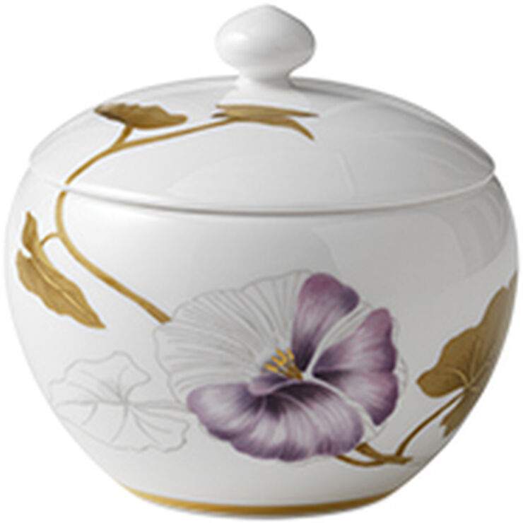 Royal Copenhagen Flora 35 cl. sukkerskål - Snerle Hvid, multi