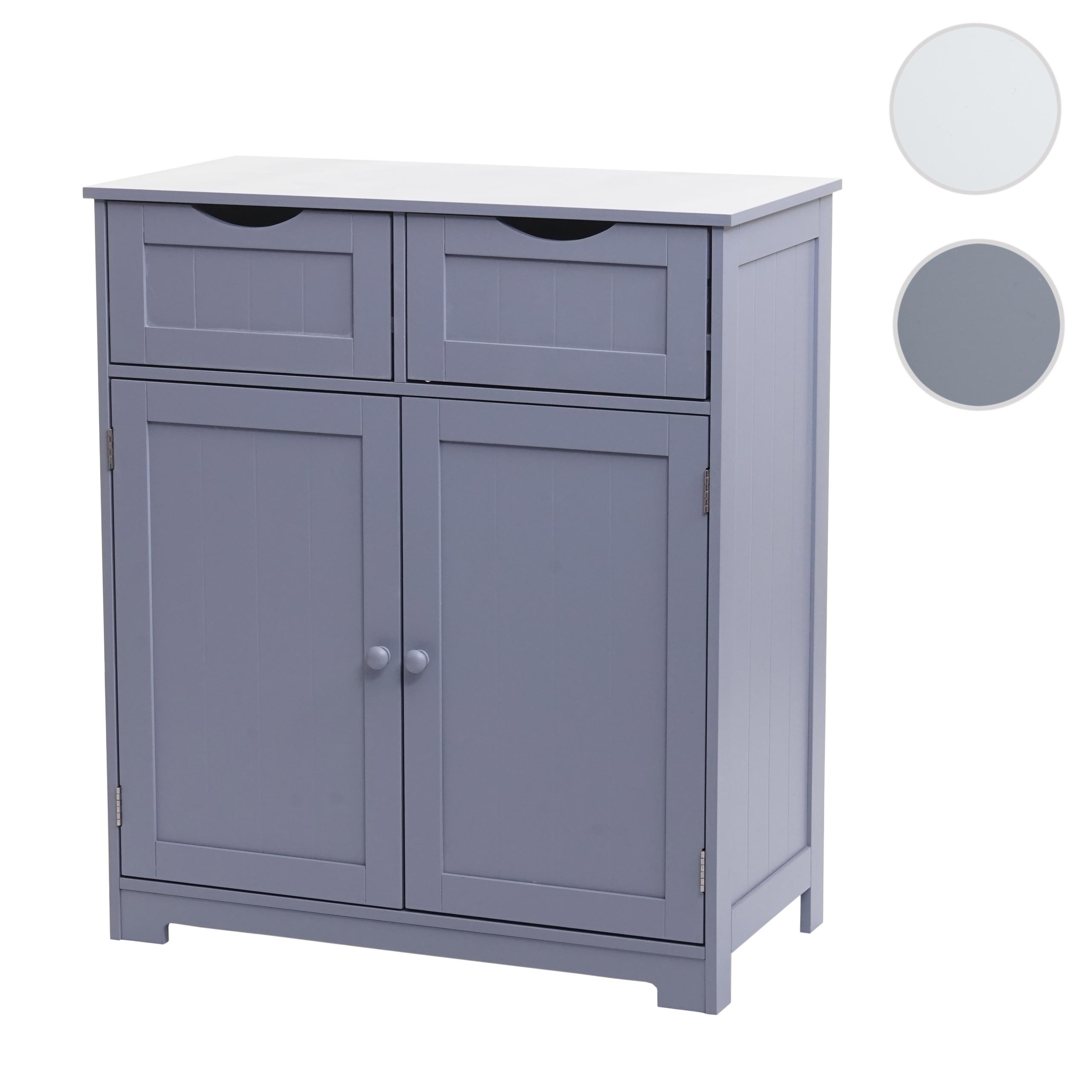 Kommode MCW-B65, Schubladenschrank Schrank, 2 Schubladen und 2 Türen 80x70x35cm ~ grau
