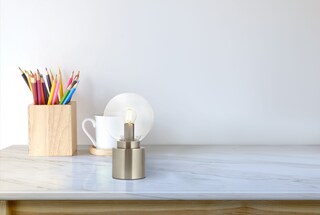 GLOBO Retrofit Tischlampe MARKA nickelfarbig /Opalglas