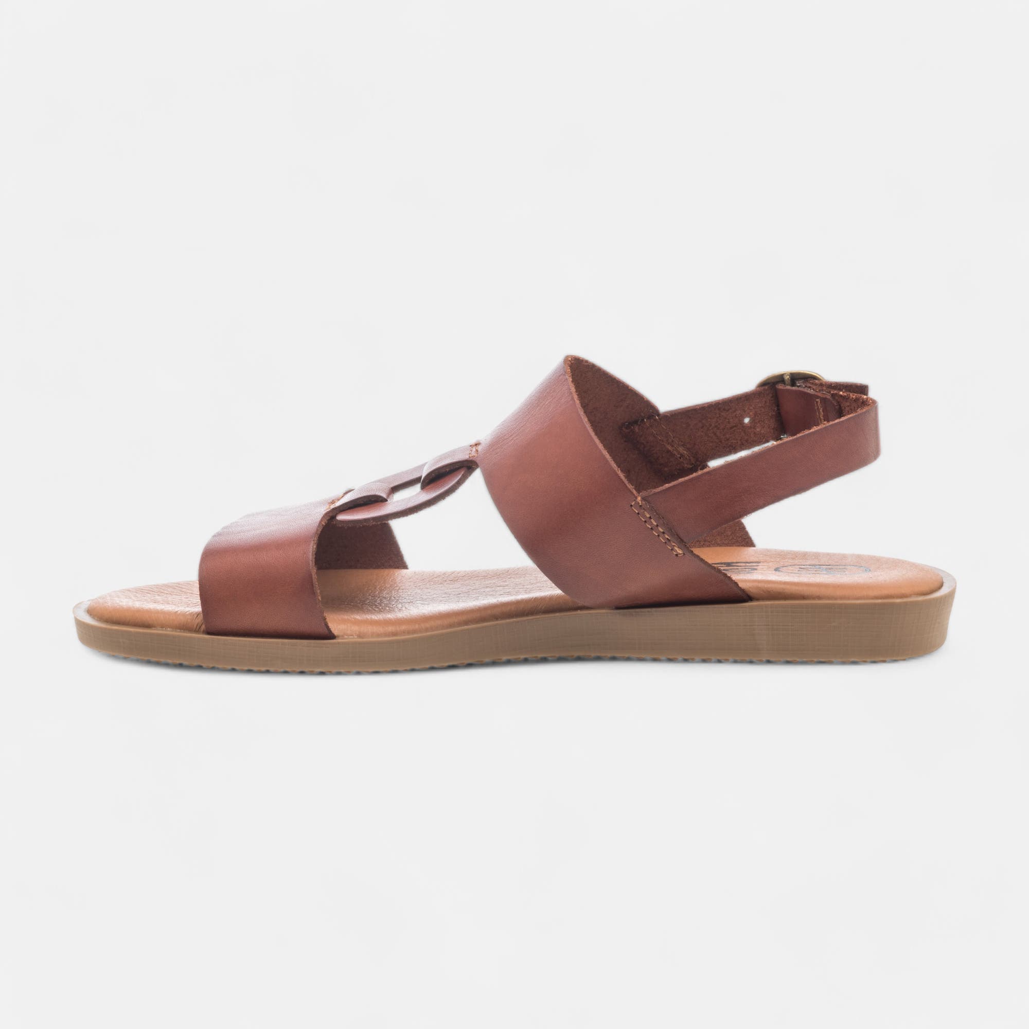 Nu-pieds Femme en cuir marron