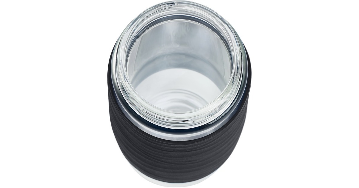 EmsaTea Mug Thermosbeker 0,4 Liter  (Zwart/transparant, Glas, schroefdop)