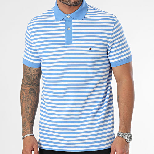 Polo Manches Courtes A Rayures Regular 1985 7770 Bleu Blanc