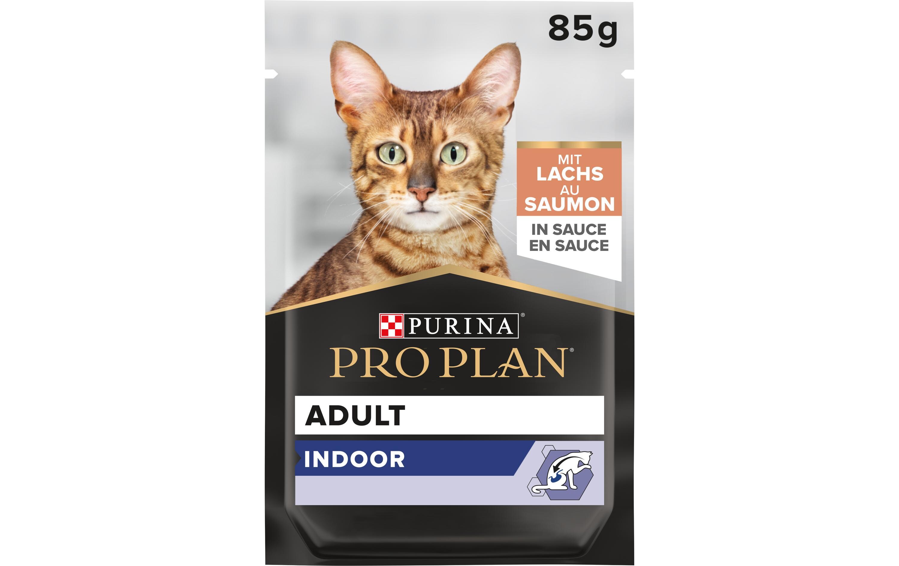 Adult Indoor in Sauce mit Lachs 26 x 85 gAlleinfuttermittel für ausgewachsene Katzen