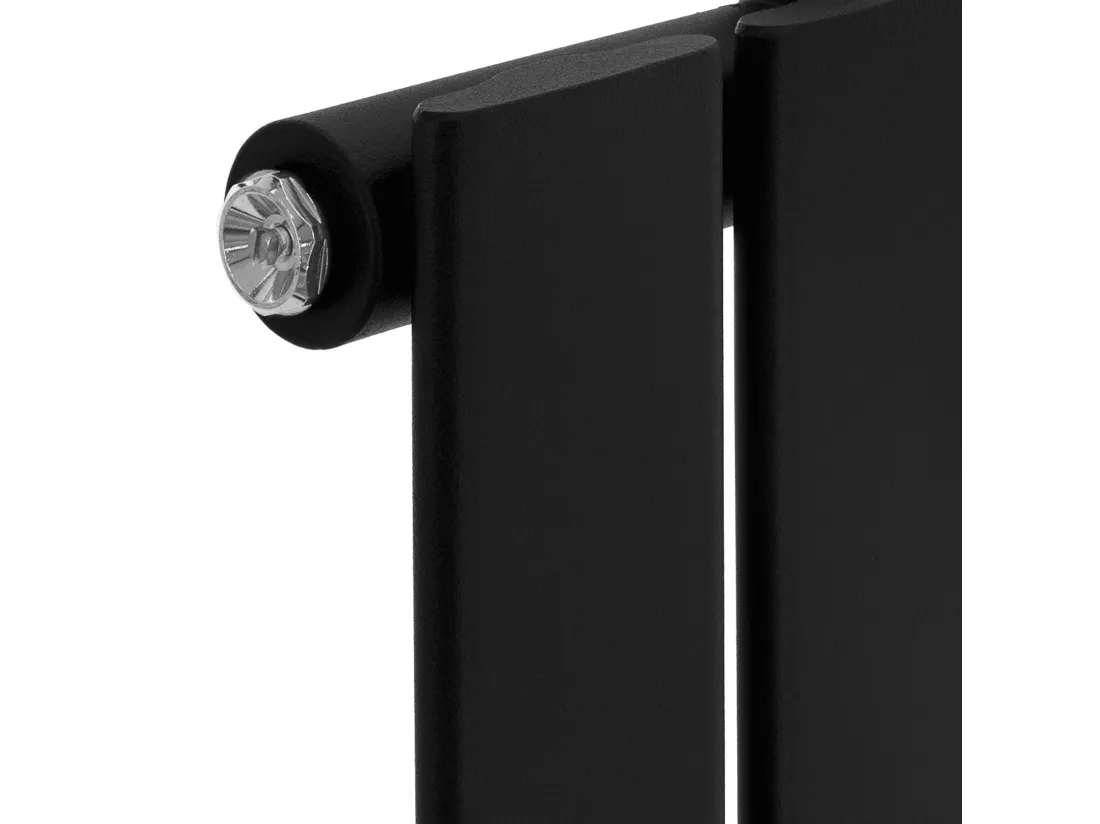 LuxeBath Radiateur de Salle de Bain Design Stella Horizontal, Noir Mat 870x600 mm, Connexion Central + Garniture de Raccordement au Sol