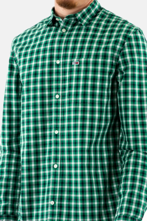 Chemise tommy jeans reg poplin l30 green malachite check