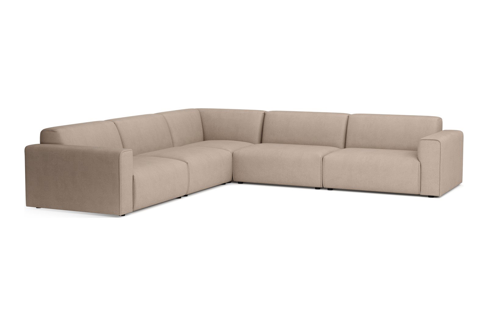 Monaco hjørnesofa 33 hjørnesofa. Tekstil Brego 34 Light Brown med sorte ben. Std komfort.