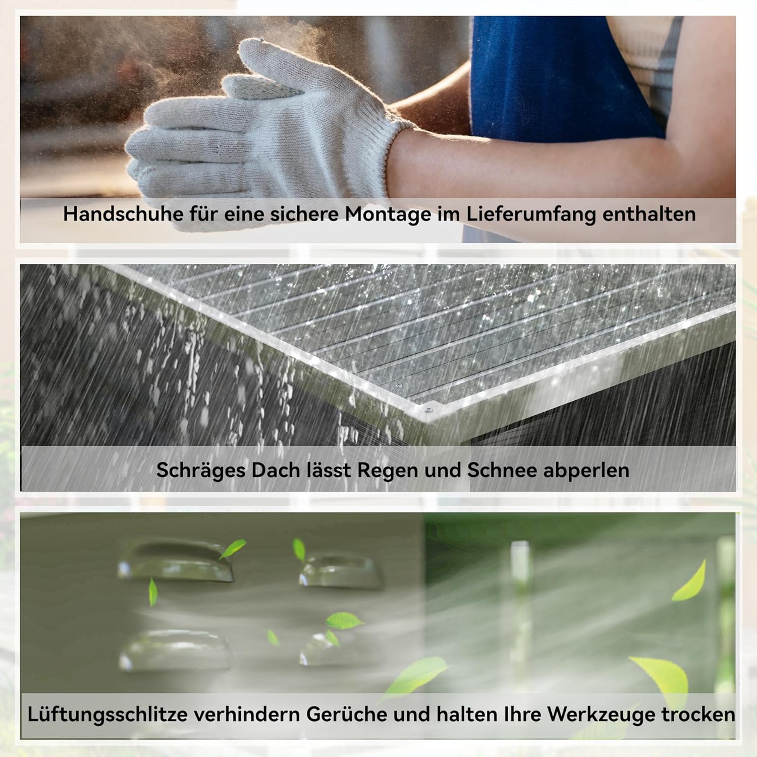 Outsunny Metall Gerätehaus 142x184x181cm 2,3m² Gartenhaus mit Pultdach Handschuhe Fundament wetterfest Outdoor Garten Schuppen mit Schloss Fenster Geräteschuppen für Hinterhof Garten Hellgrau