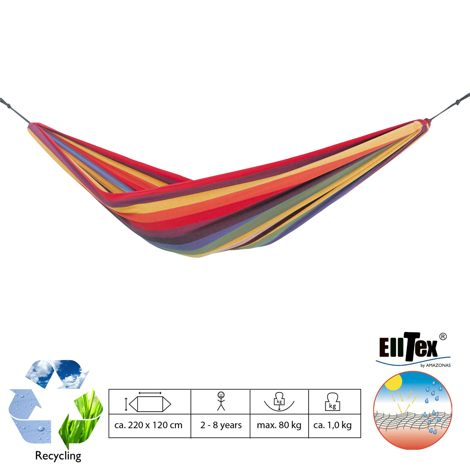 AMAZONAS Chico Rainbow Kinder Reise Tuch Hängematte Wetterfest Garten Camping