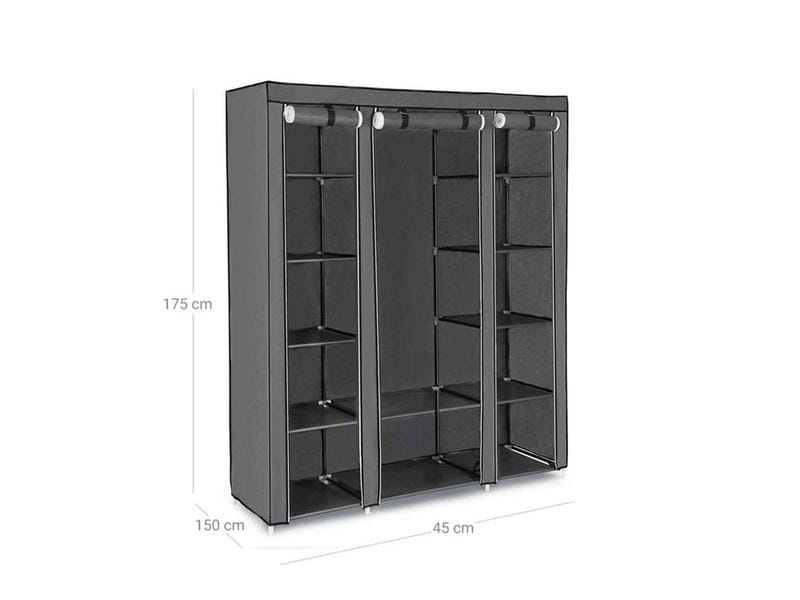 Songmics Regal mit hochrollbaren Türen Grau Kleiderschrank