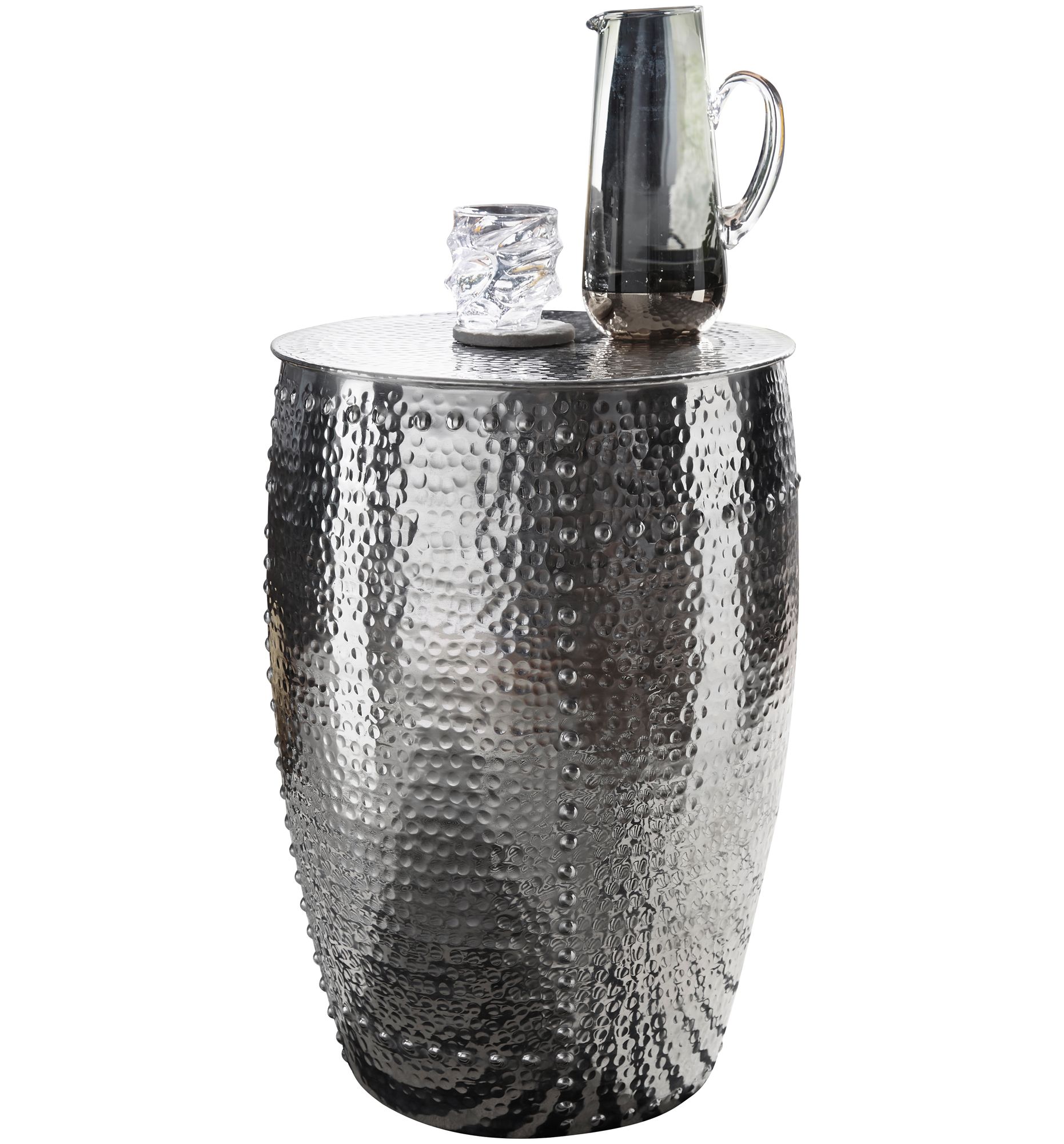 KADIMA DESIGN Orient Beistelltisch ENNS, Aluminium, silberfarben, Hammerschlag-Strukturen