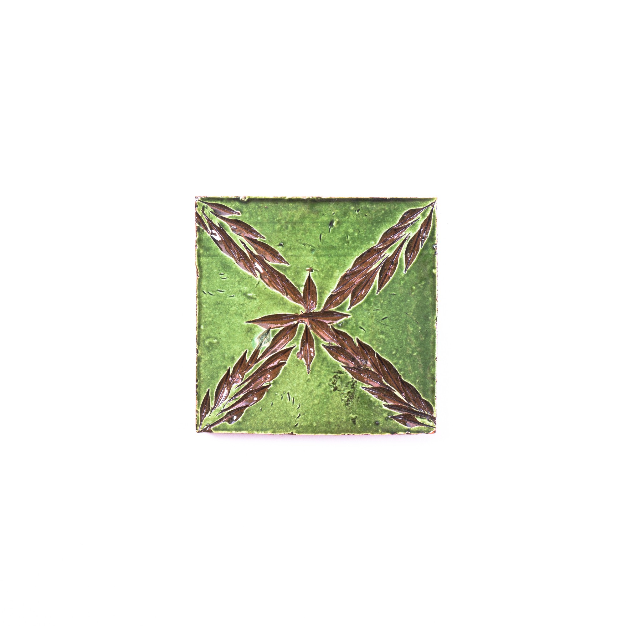 handglasierte Kachel 'Sapin vert', grün, L 10 cm, B 10 cm von fischer's lagerhaus