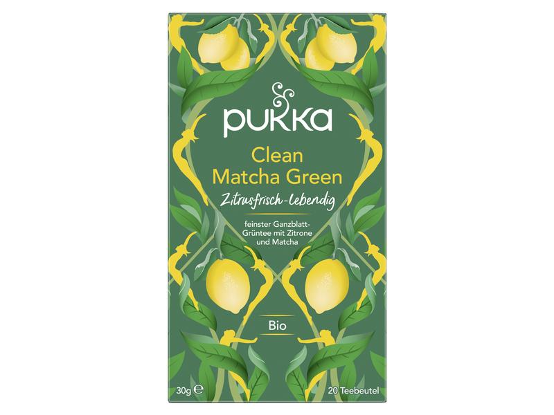 Pukka Teebeutel Clean Matcha Green Bio-Tee 20 Stück Bio-Ganzblatt-Grüntee