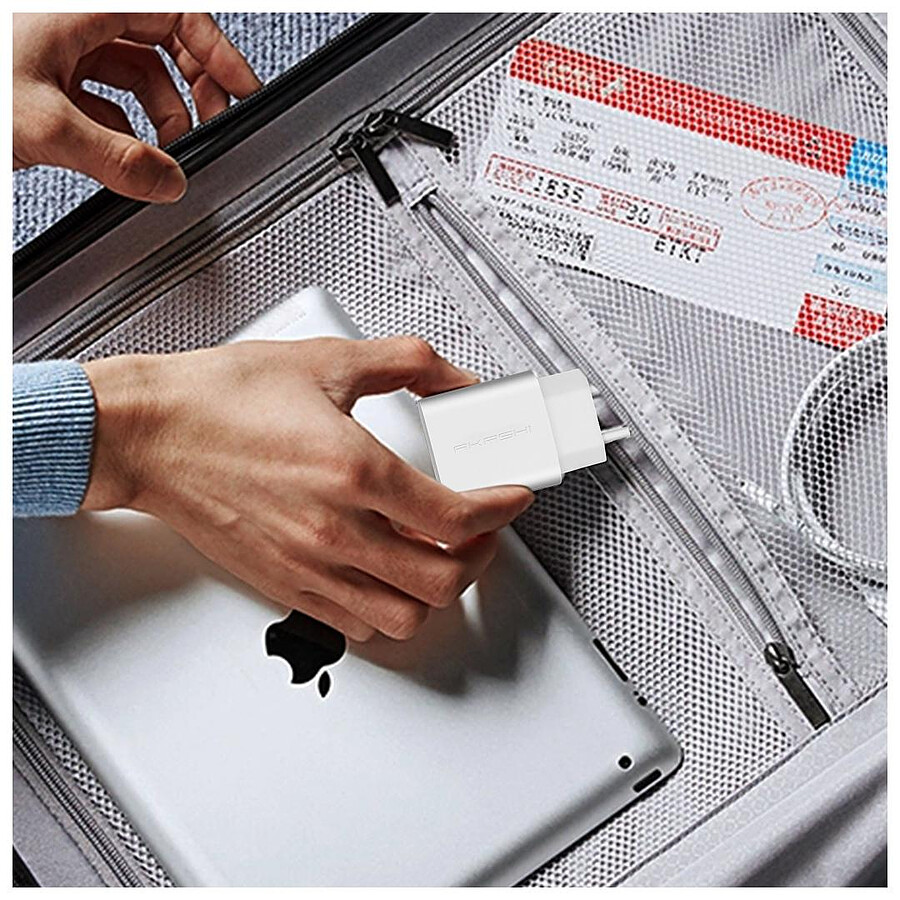 Akashi Chargeur Secteur 20W USB-A Quick Charge 3.0 + Câble Lightning