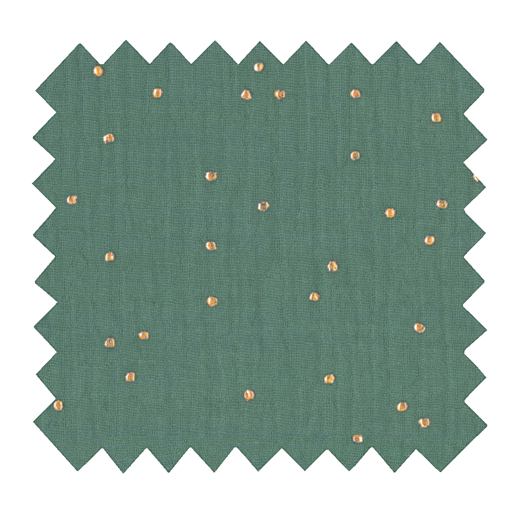 Coupon Tissu 1 M Gaze Pois Or Eucalyptus