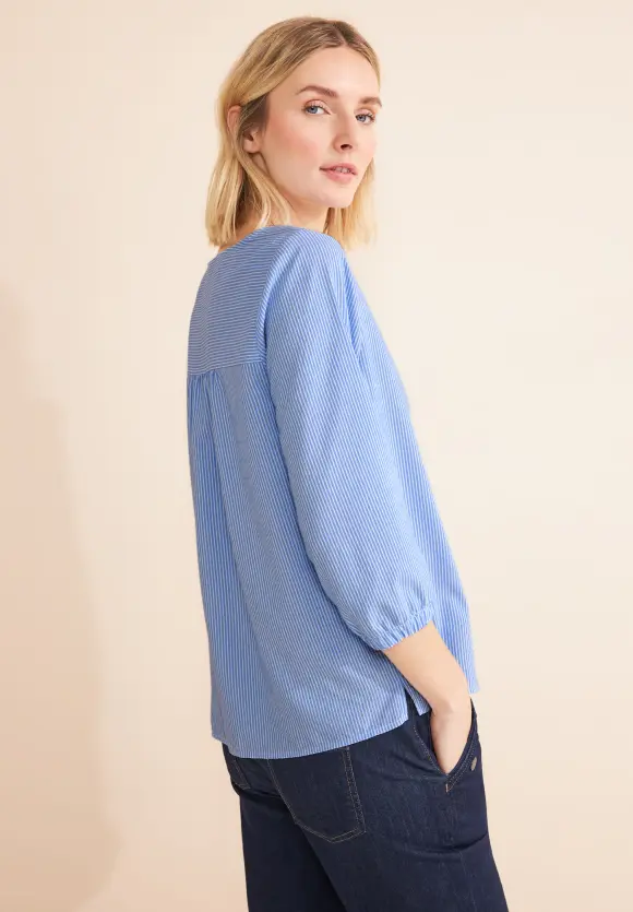 3/4 Seersucker Bluse - warm light blue