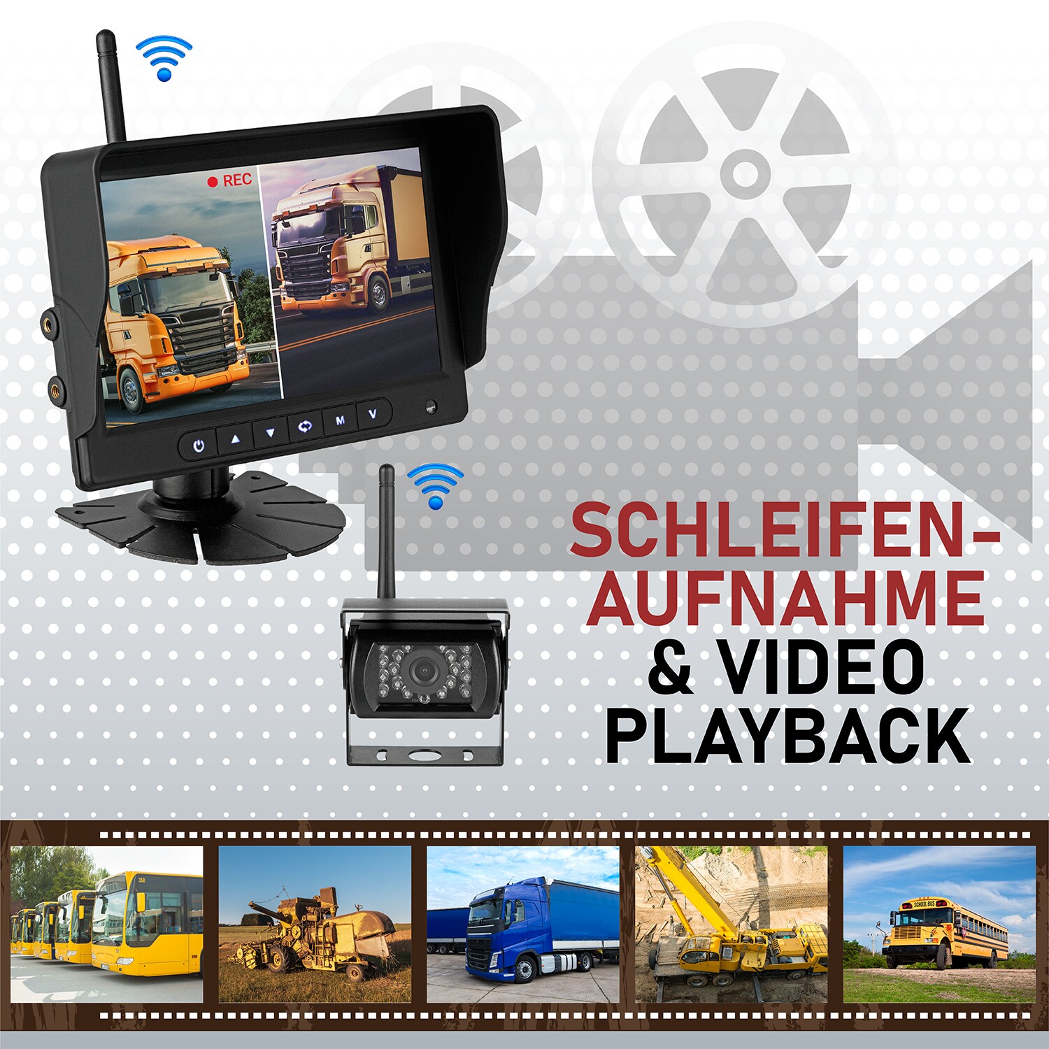 CARMATRIX HD Funk Rückfahrsystem Digital für LKW Wohnmobil Auto Transporter 7