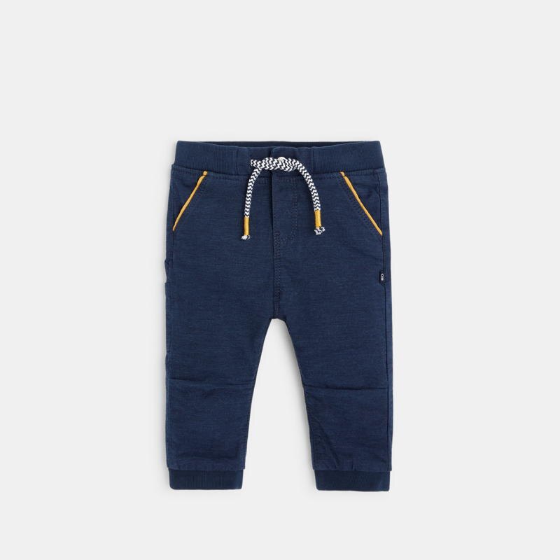 Pantalon toile uni à taille élastiquée bleu bébé garçon Bleu
