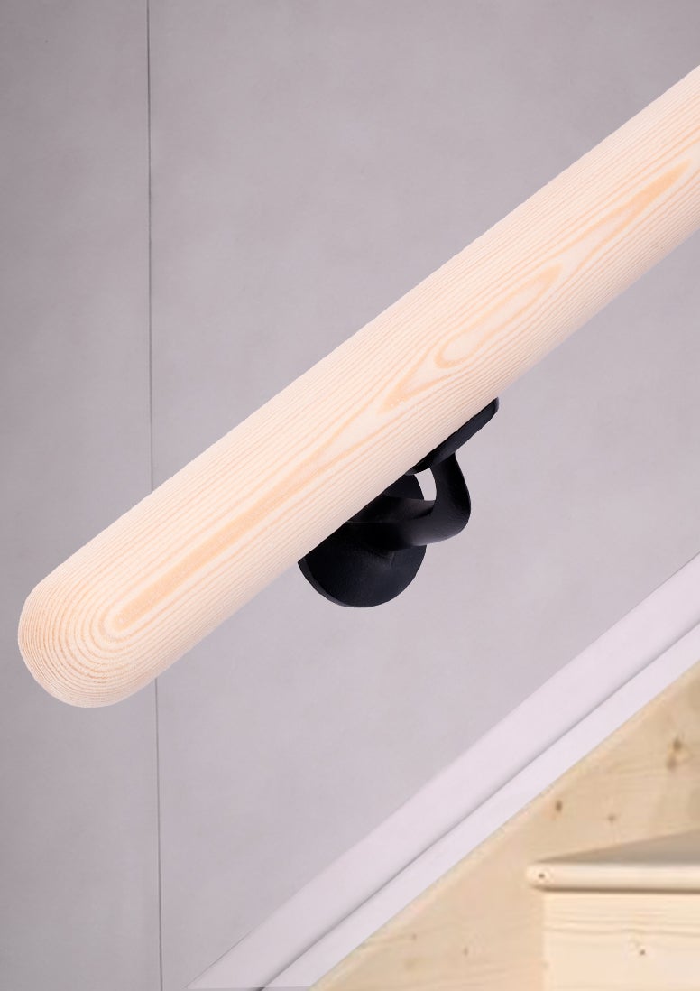 HANDYSTAIRS Houten Leuning – Ronde Leuning Ø 38 mm – Massief grenen – 150 cm – Afgeronde uiteinden