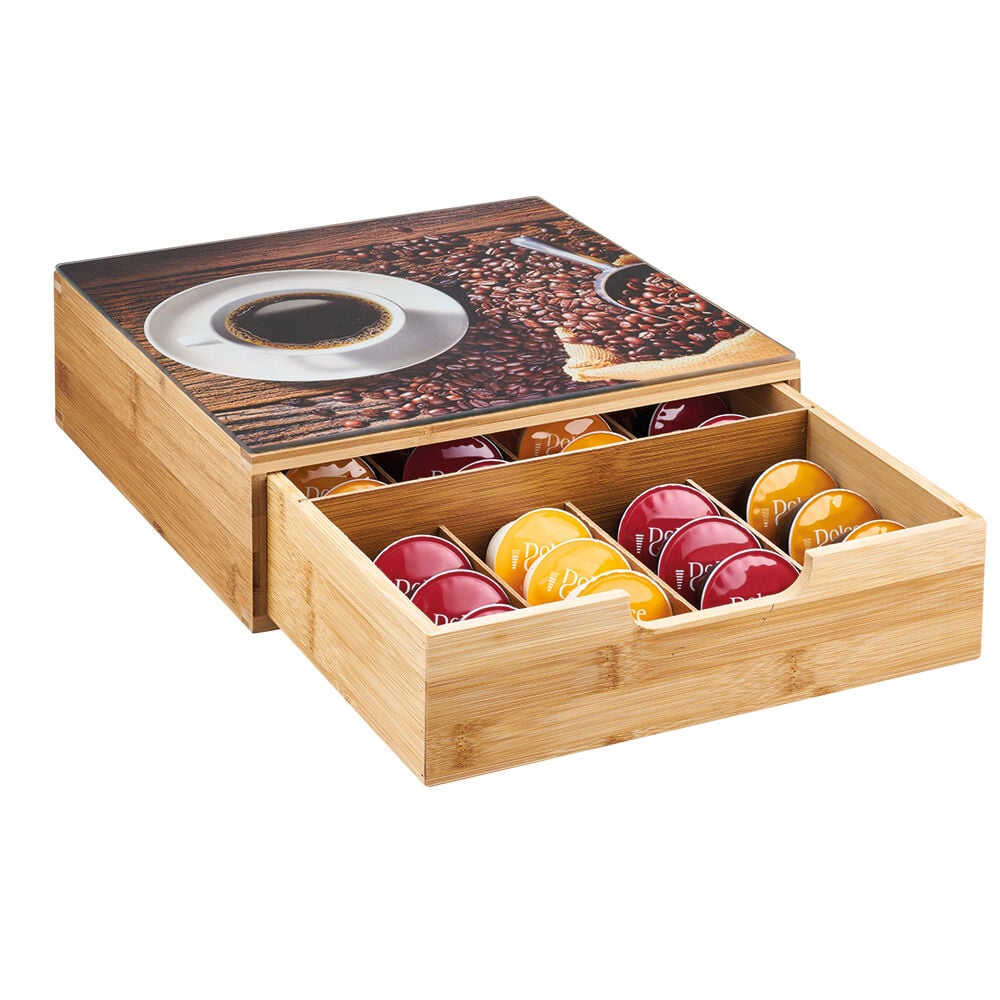 Tiroir à dosettes bambou design graine de café